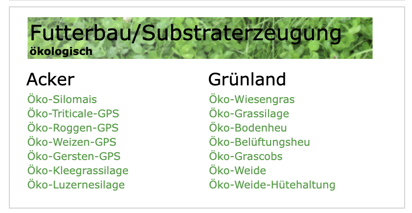 LfL Deckungsbeitragsrechner – Übersicht Futterbau und Substraterzeugung ökologisch